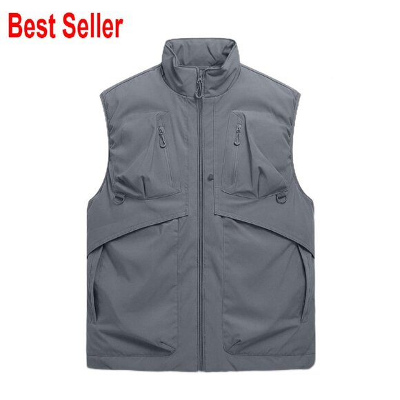 Men's Winter Vest Fleece Lined Water-Resistant Mock Neck Outdoor Casual